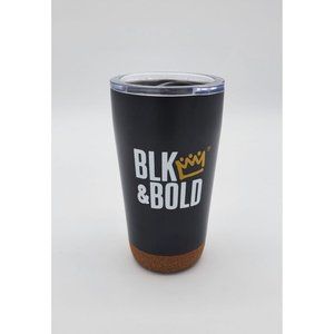 Black Cork-Bottomed Stainless-Steel Tumbler, 16 oz